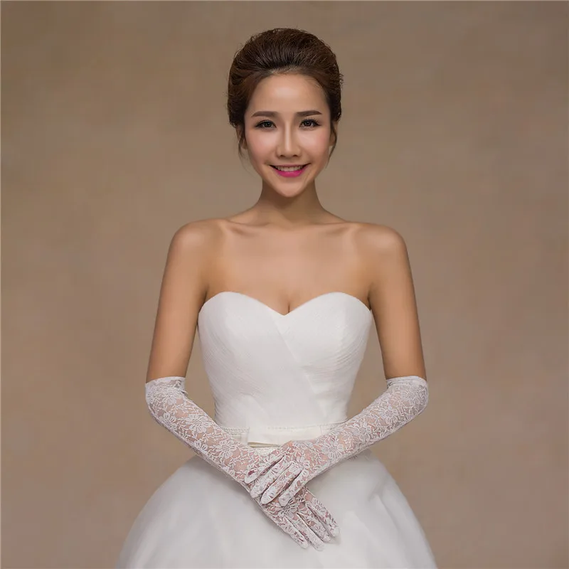 Floral Lace for Women Long Wedding Elbow Length Gloves