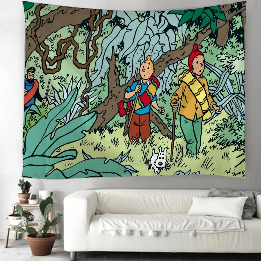 Anime Funny Tapestry on the Wall Hanging Decor New Tintins Decoration Home Decorations Tapestries Room Decorating Items Tapries