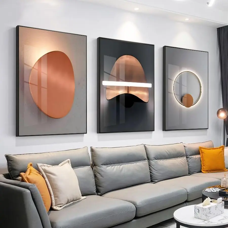 

Набор из 3 предметов в рамке Modern Bright Wall Art, художественные принты в теплом стиле, гостиная, спальня, офис, домашний декор, готовый к HangGrey, 20 X