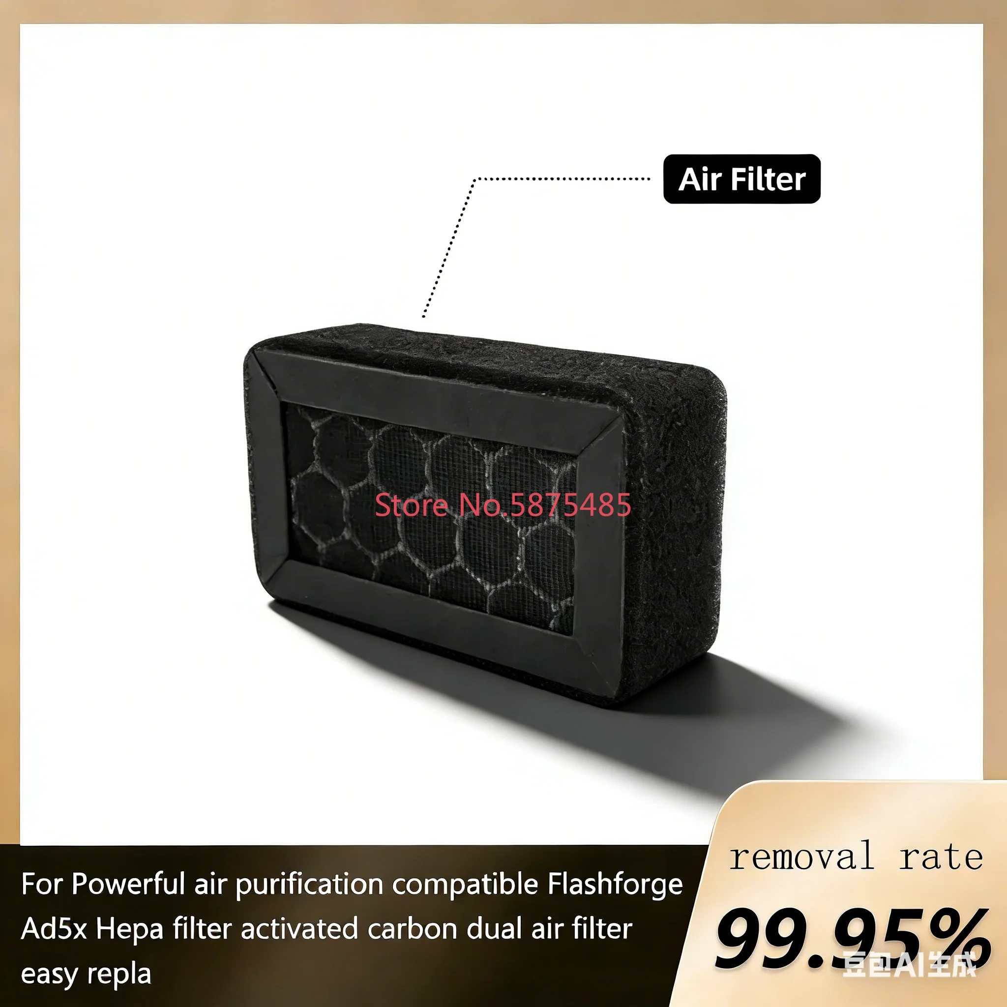 

Powerful Air Purification Compatible for Flashforge Ad5x Hepa Filter Activated Carbon Dual Air Filter Easy Replace