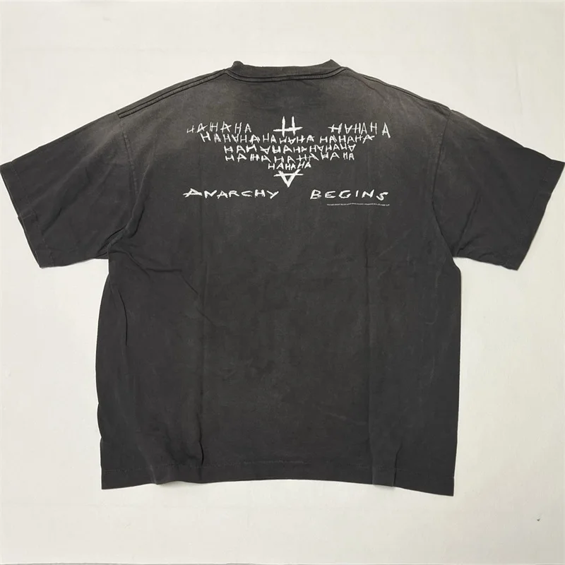 Streetwear Saint Michael Black Tshirts Men Women 1:1 Best Quality Washed Oversized Short Sleeve