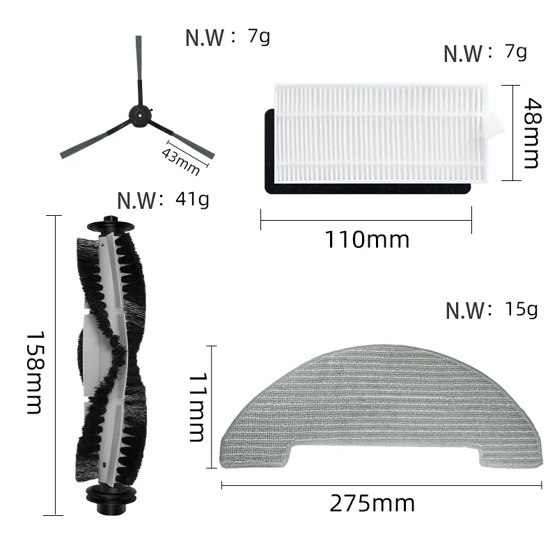 فرشاة جانبية الأسطوانة الرئيسية ل XIEBRo HR1010 ، فلتر HEPA ، ممسحة الملابس ، قطع الغيار ، استبدال الملحقات