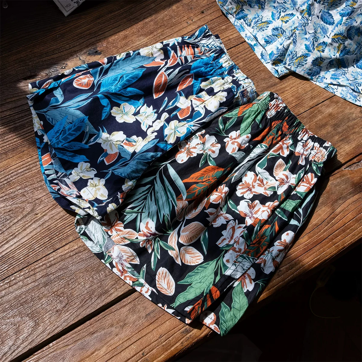 Red Tornado 100% Cotton Floral Print Underwear Men Boxer Shorts Beach Shorts