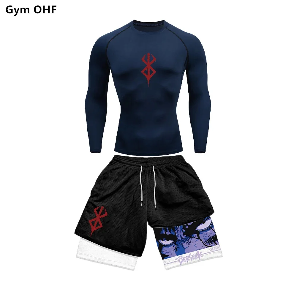 2Pcs/set Berserk Anime Sports Suit Guts Patterns Breathable Quick Drying Fitness Suit Running Training Fitness Shorts view 5