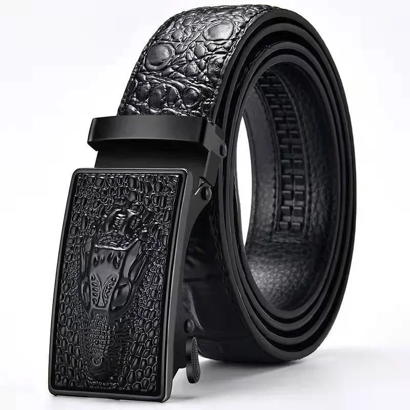 

Men's Belt Leather Automatic Buckle Business Casual High-quality Crocodile Pattern Leather Belt with Automatic Buckle