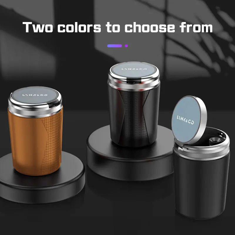 

Car Ashtray With LED Light Trash Box Creative Smokeless Storage Box For LYNK&CO 01 05 03 09 02 04 06 07 08 PHEV 09 MHEV Accessor