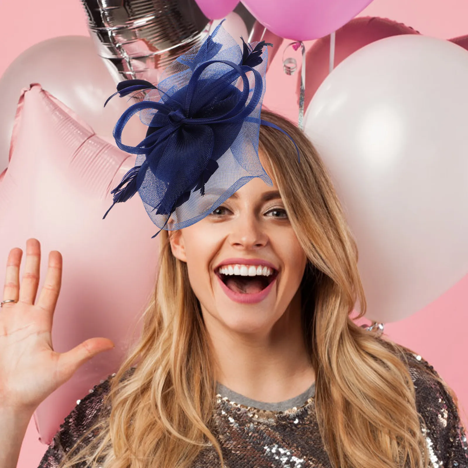 

Элегантная повязка на голову с цветочным дизайном из сетки для женщин, украшение для волос на чаепитие, свадьбу, банкет, из тюля, для декора прически