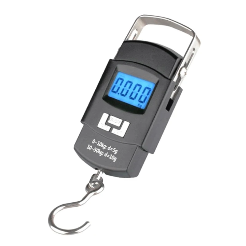 Digital Luggage Scale 110lb /50kg Portable Mini Electronic Scale with Fishing Hook Tare Function Backlit LCD Display