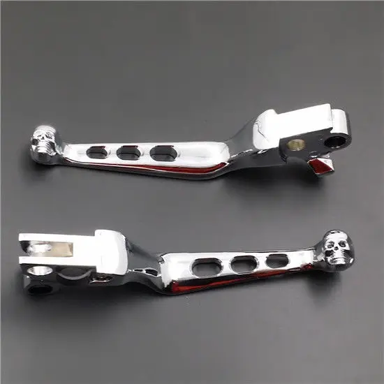 Chrome Skull Brake Clutch Lever for Harley Fat Boy Dyna Road King 883 1200 FLHR