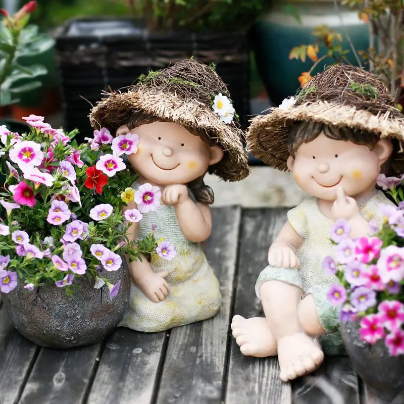 Cute character flower pot art balcony decoration outdoor courtyard garden