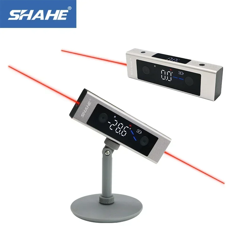 SHAHE Type-C Charging Digital Inclinometer Laser Protractor Angle Measure Laser Level Ruler Laser Measurement Angle Tools