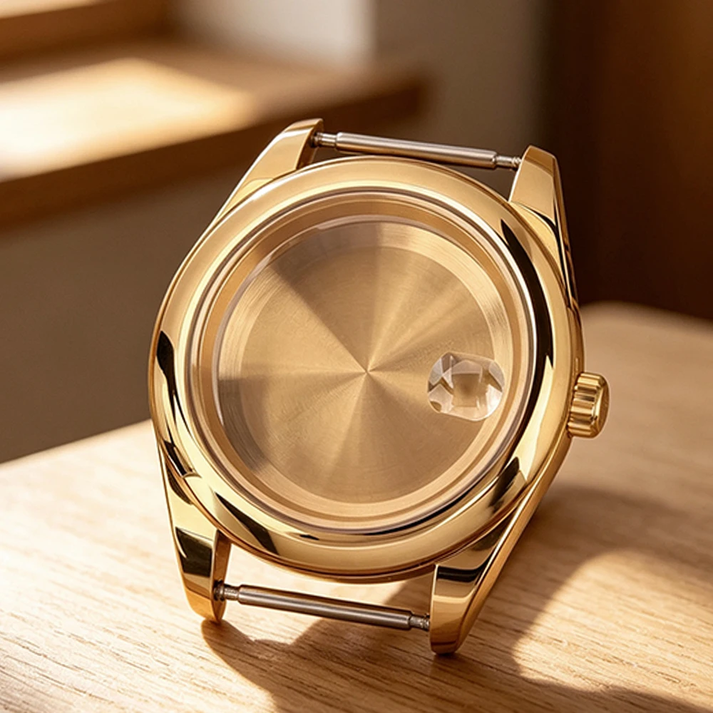 Luxury Gold 36mm/39mm Watch Case Sapphire Glass For NH34 NH35 NH36/38 Miyota 8215 Movement Polished 316L Steel Oyster Watch Part