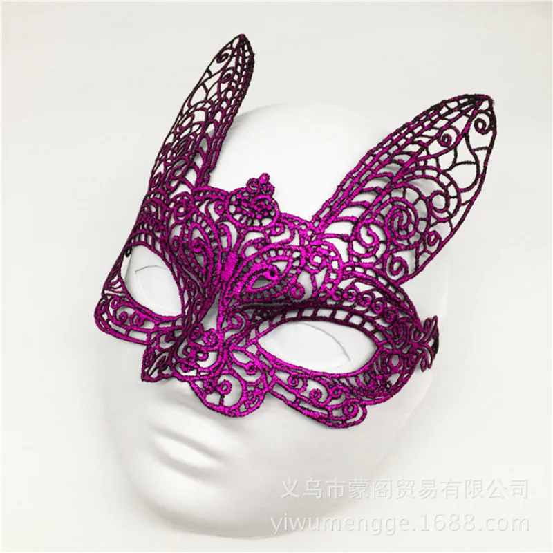 Kleurrijke Vergulde Kant Oogmasker Vakantie Konijn Masker Gebruikt Om Te Kleden Kerst Halloween Carnaval Party