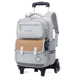 New Rolling Backpack for Boys Elementary School Bag com Rodas Mochilas Para Mujer Travel Trolley Bag 2 e 6 Rodas Sac A Dos