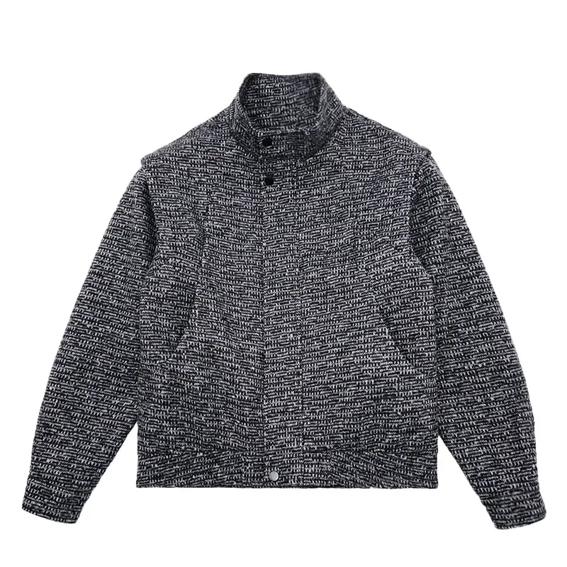 

Autumn Winter Men's Standing Collar Jacket Fashion Loose Woven Fabric Casual Jackets Handsome Business Street Jacket