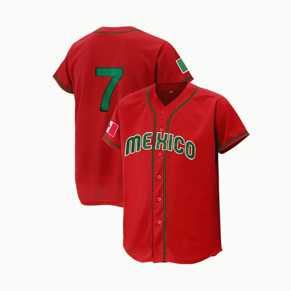 Men\'s Baseball Jersey Mexican Embroidered Shirt For Summer Outdoor Sports Basketball Trendy Casual Short Sleeve Shirt For Males