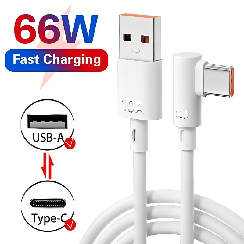 

USB To Type C Quick Charge 90-градусный локоть USBC Линия передачи данных быстрой зарядки для Samsung Iphone 17 16 Xiaomi Oppo Gaming Charge Cord