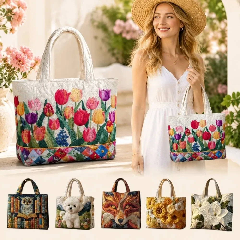 Vintage Women Printed Tote Bag 2D Printed Patterns Canvas Travel Handbag Lightweight Large Capacity Shopping Bag Lady Girl