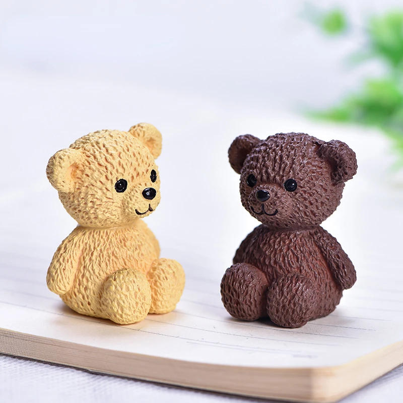 3pcs Kawaii Bear Figurines Small Statue Fairy Garden Miniatures Ornament Dollhouse Home Decoration Accessories Decoration Jardin