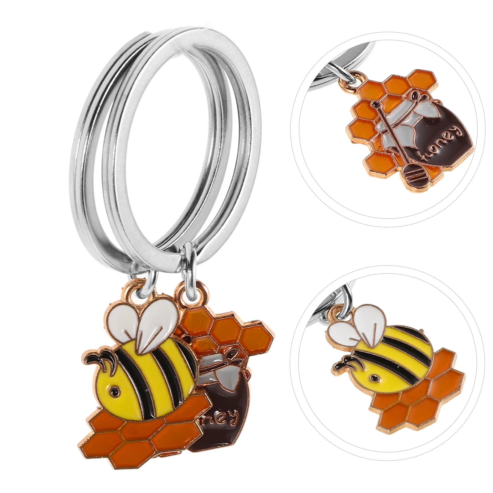 2 Pcs Locket Honeycomb Pot Keychain Bee Themed Party Keychian Bags Purse Decor Novelty Silver Car Decoration Lovers