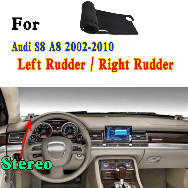 

For Audi A8L S8 A8 Mk2 D3f 4E2 4E8 2002-2010 Car Dashboard Mat Accsesories Anti-reflective Anti-slip Anti-dirty Pad