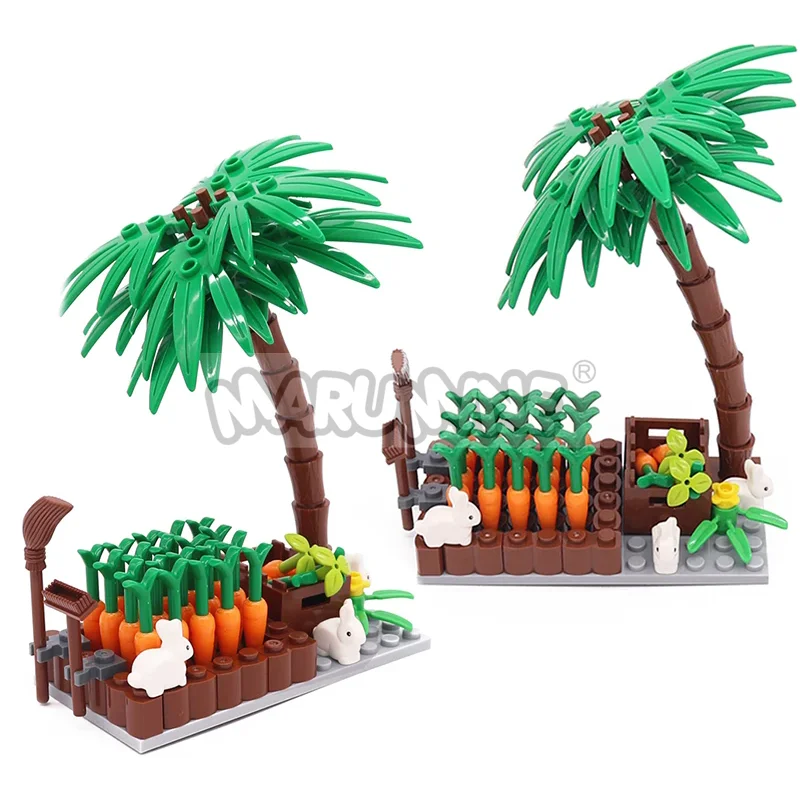 Marumine 131PCS 29685 Coniglio Blocchi Modello Kit Città Fattoria Edificio MOC Mattoni Zoo Animale Carota Cocco Accessori FAI DA TE Parti