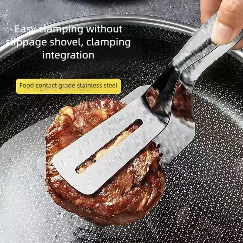 Stainless steel fish frying heat-protection clamp - perfect tool for flipping fish. Non-stick clamp for home use.