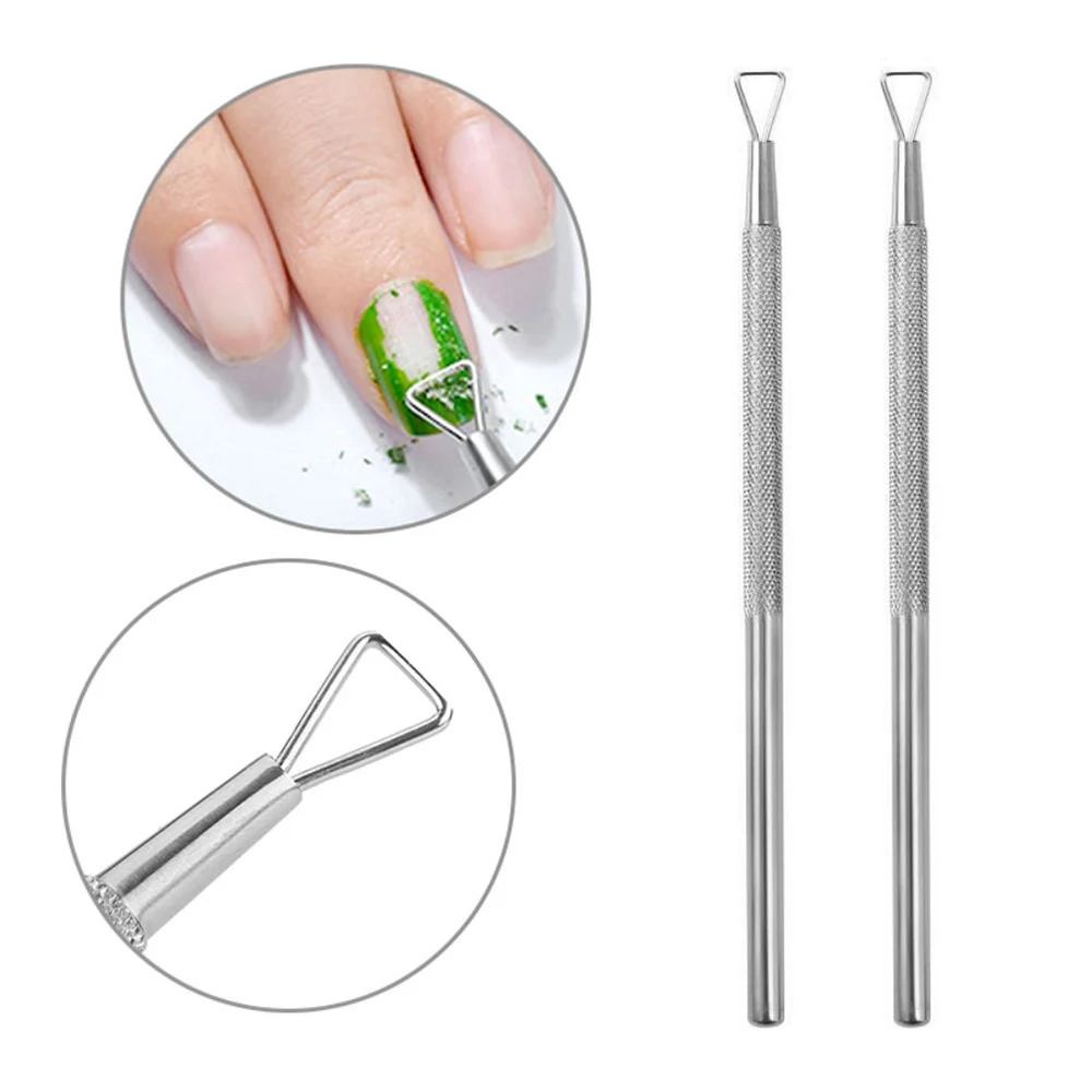 LINMANDA Stainless Steel Cuticle Pusher Dual-Sided Nail Dotting Pen Metal Dead Skin Remover for Professional Manicure Pedicure