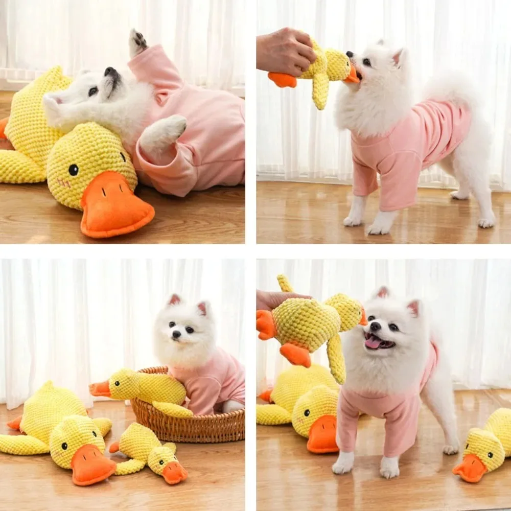 Soft Squeaky Duck Dog Chew Toy Durable Interactive Play Toy Helps Dental Growth Training for Dogs Daily Pet Entertainment