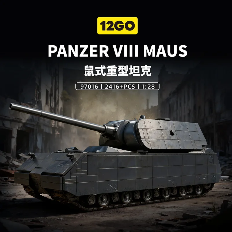 

Новый 97016 2416 шт. 1:28 Ww2 Wilitary Maus Tank, строительные блоки, кирпичи, сборная модель, игрушки «сделай сам» для мальчиков, подарочный набор на день рождения