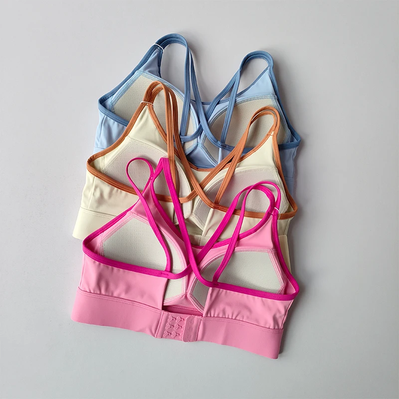 Kontrastierende Sportunterwäsche Hochintensiver Fitness-Lauf-BH Stoßfester integrierter Anti-Sagging-Weste Fitness-BH – Detail 12