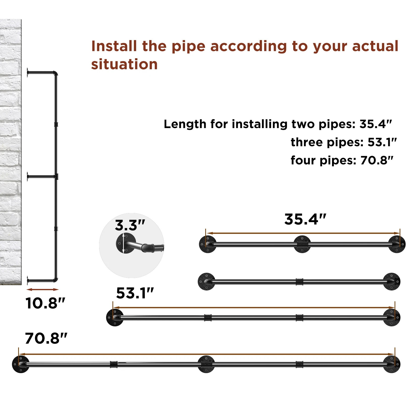 Imagem -04 - Wall-montado Industrial Pipe Vestuário Rack Rail Garment Hanging Bar Rod Display Rack Cloconjunto de Armazenamento 708