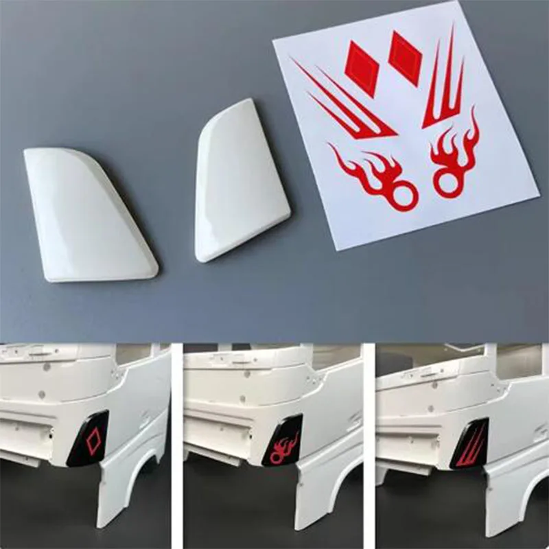 2pcs ABS Plastic Front Spoiler and Stickers Decorate for 1/14 Tamiya RC Truck Tipper VOLVO F16 750 56360 Car DIY Toy