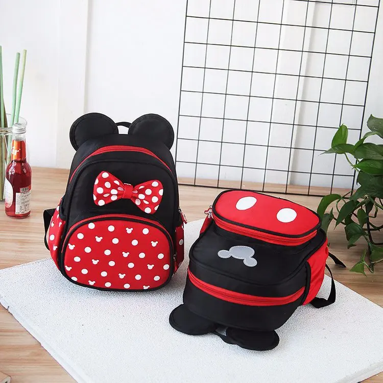 Disney backpack double shoulder kindergarten cute mickey mouse little cartoon boy girl children backpacks