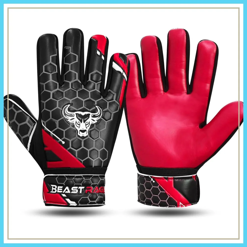 

Soccer Goalkeeper Gloves for Kids Youth 4MM Anti-Slip Latex Palm Double Wrist Support All Weather Football Gloves