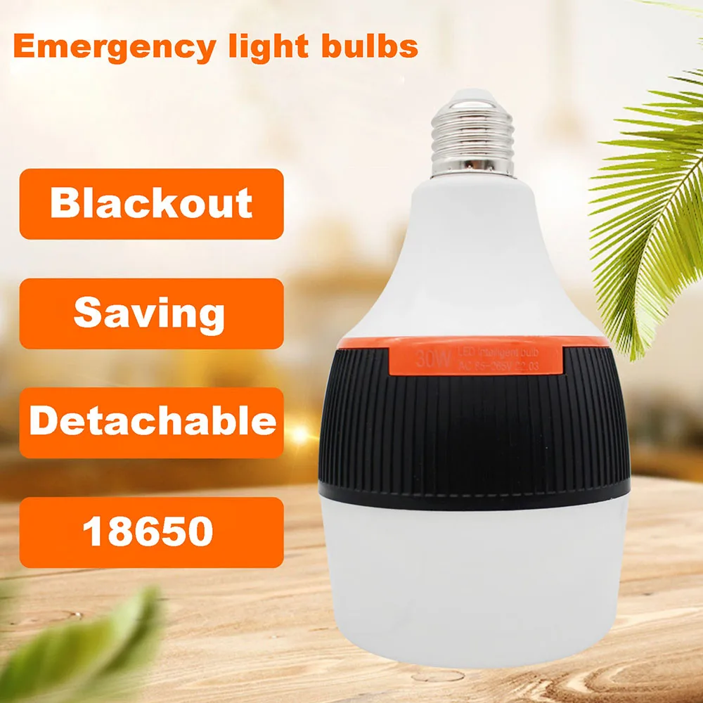 

New LED Emergency Bulb 30W 2*1200MAH Night Market Outdoor Camping Power Outage Emergency E27 AC85-265V Bulb No flicker