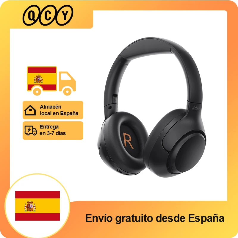 QCY-auriculares inalámbricos H3 ANC, cascos por encima de la oreja con Bluetooth 5,4, Audio de alta resolución, 43dB, híbridos, cancelación activa de ruido, 60H