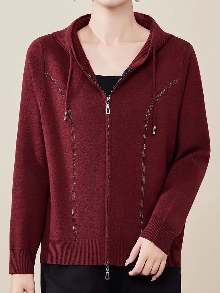 

Casual Knitted Woolen Cardigan Women's Mid-Aged And Elderly Style Slimming Versatile Top Sweater Coat for Daily Wear
