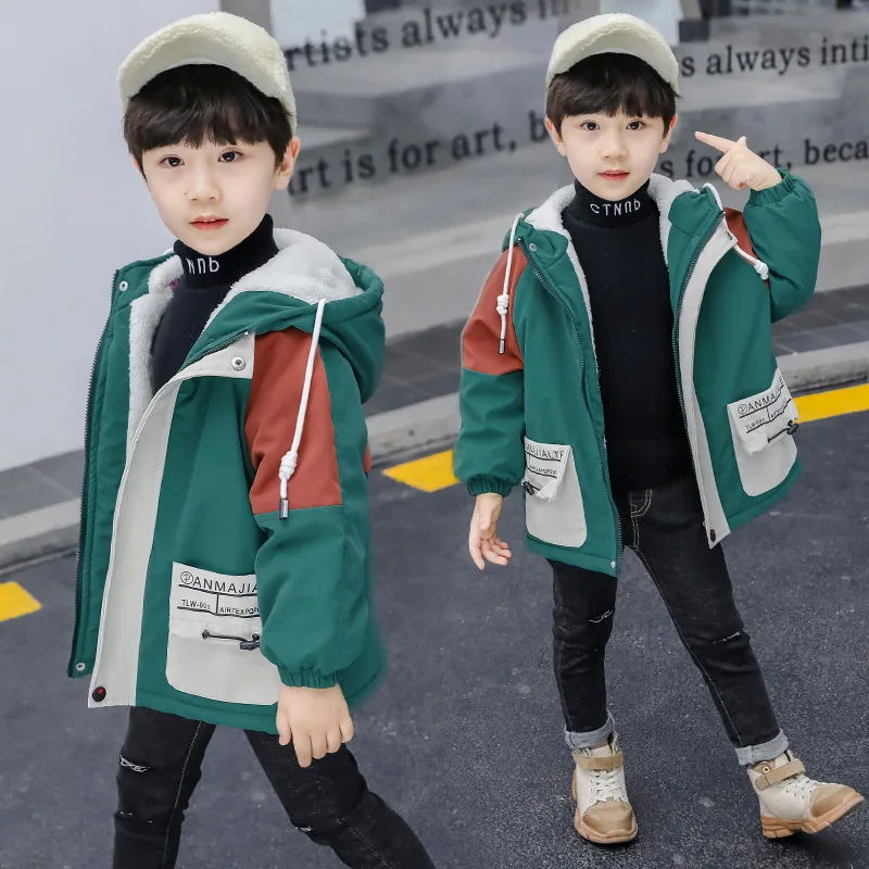 

Boys Winter Coat Thickening Warm Girls Hooded Coats Jackets Fashion Kids Overcoats Teenager Children Clothes 6 8 10 12 14 Years