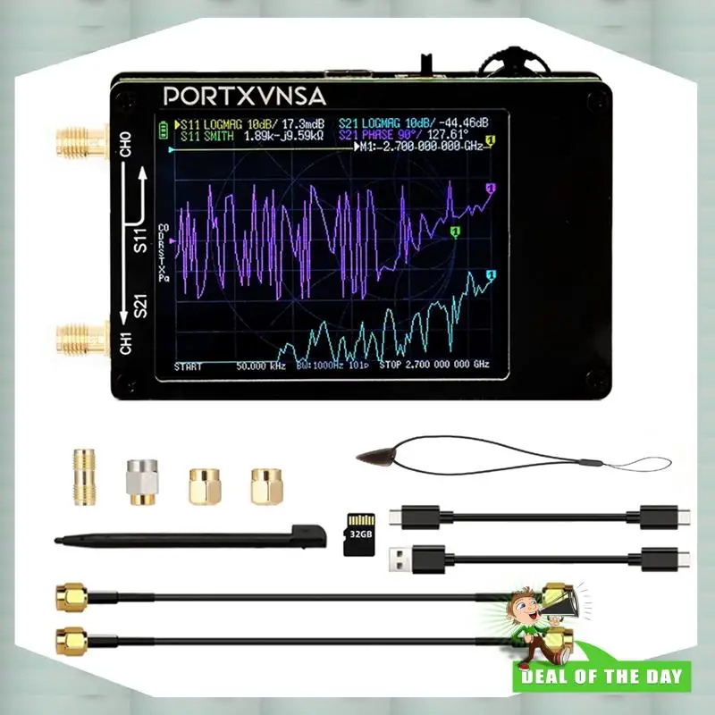 Entrega en 24 horas Nanovna Plus versión mejorada analizador de red vectorial 50Khz-2,7 Ghz MF VHF UHF con tarjeta SD de 32G para antena