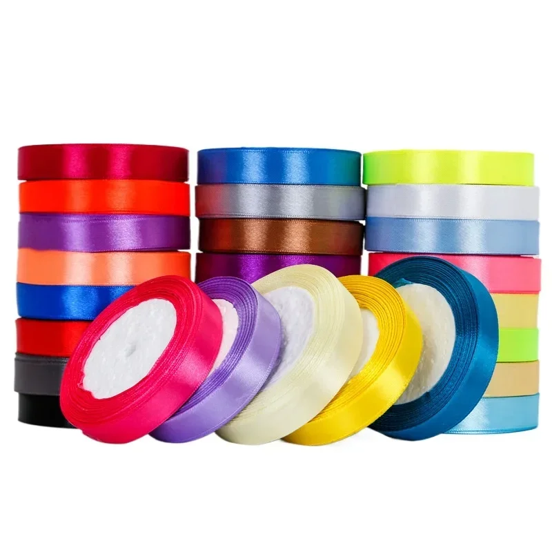 

22meter/Roll 15mm polyester fiber Silk Satin Ribbons for Crafts Bow Christmas Handmade Gift Wrap Party Wedding Decorative ribbon