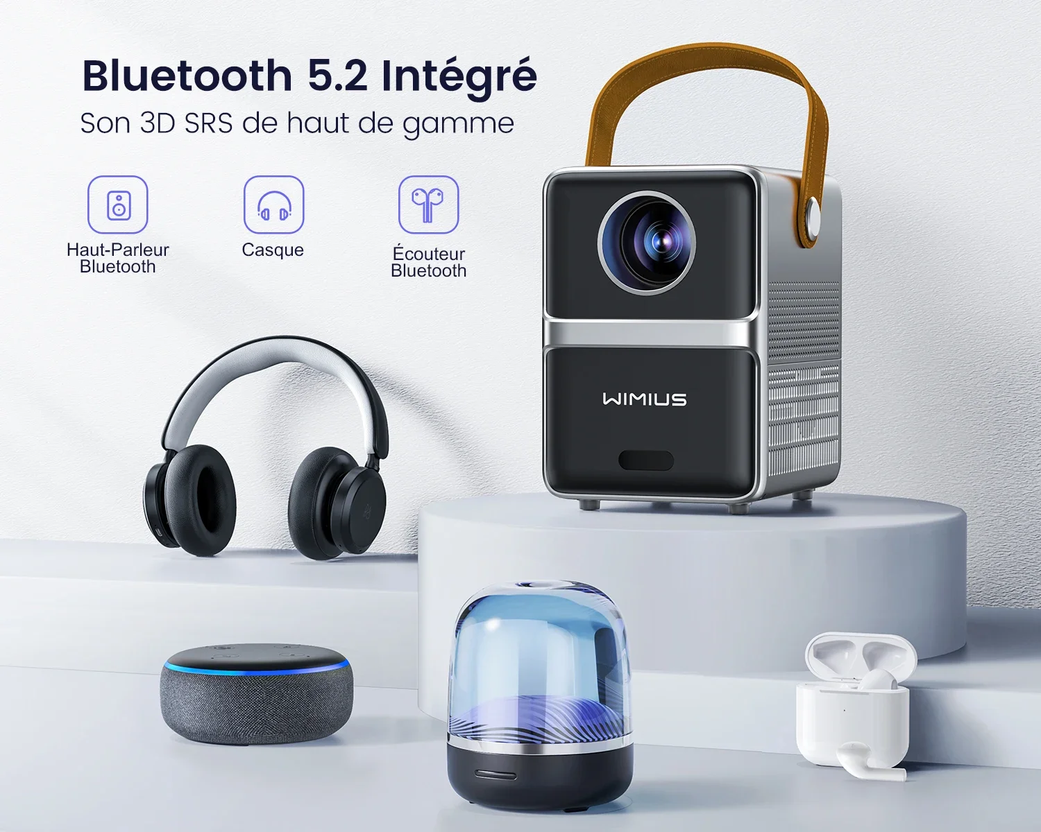 Portable theater projector WIMIUS P61, 8000lumens, 5G, WiFi