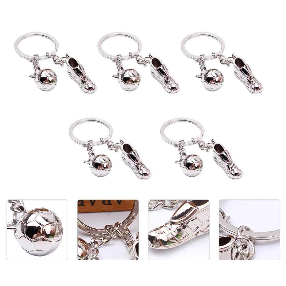 

5 Pcs Soccer Shoes Keychain Gifts Decorative Keyring Lovely Sneakers Pendant Car Accessories Party Supplies Packaging Boxes