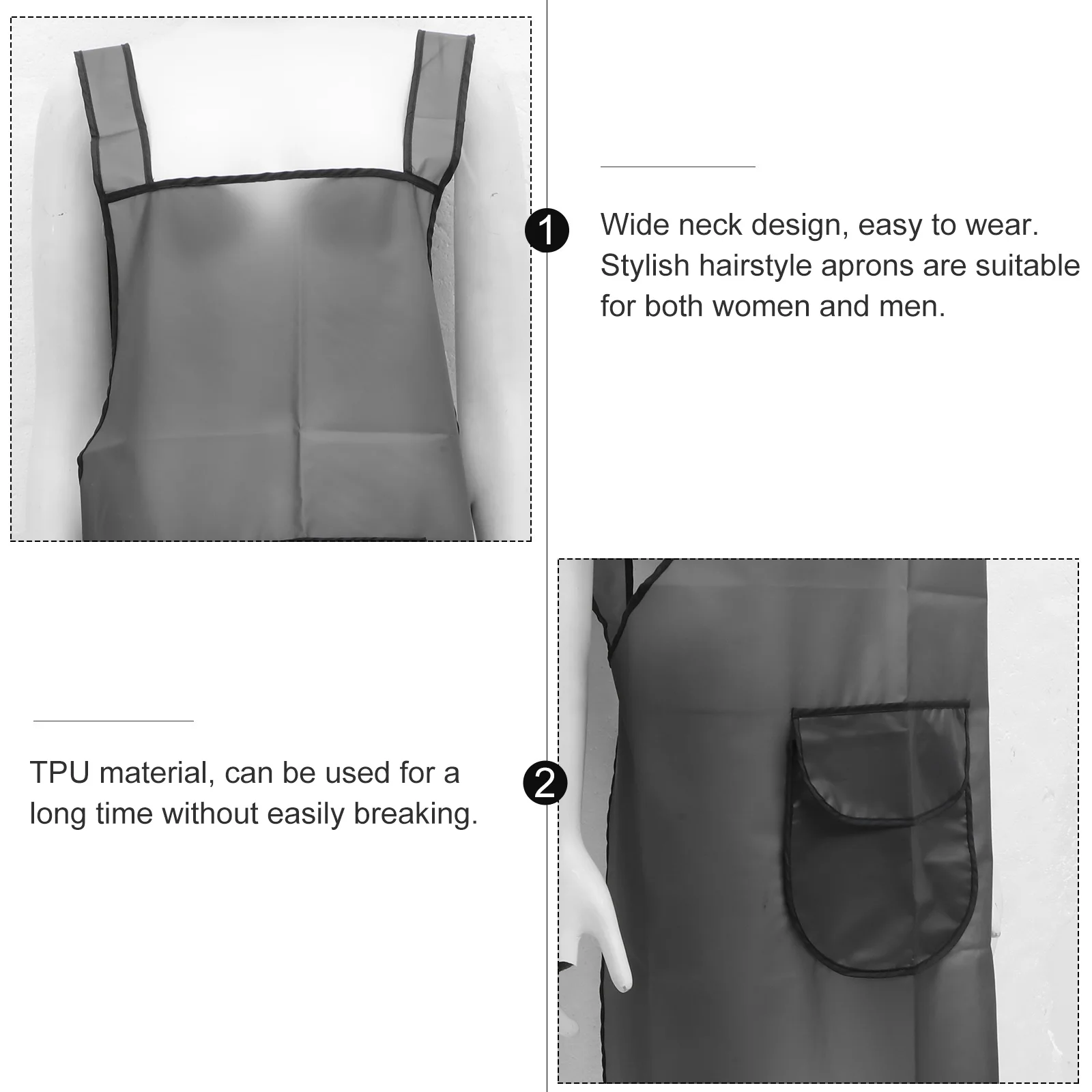 

Hairdresser Apron Grey Salon Work Clothes Splashproof Oil Resistant Large Pocket Men Women Barber Haircut Styling