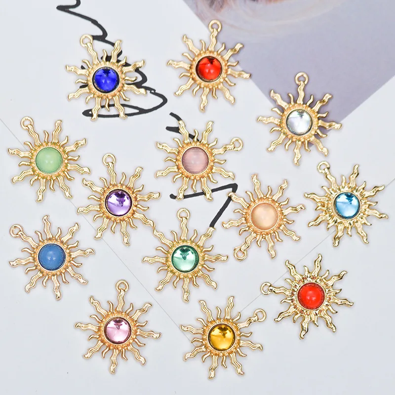 Transparent jelly stone sunflower alloy jewelry accessories DIY earrings bracelet pendant accessories
