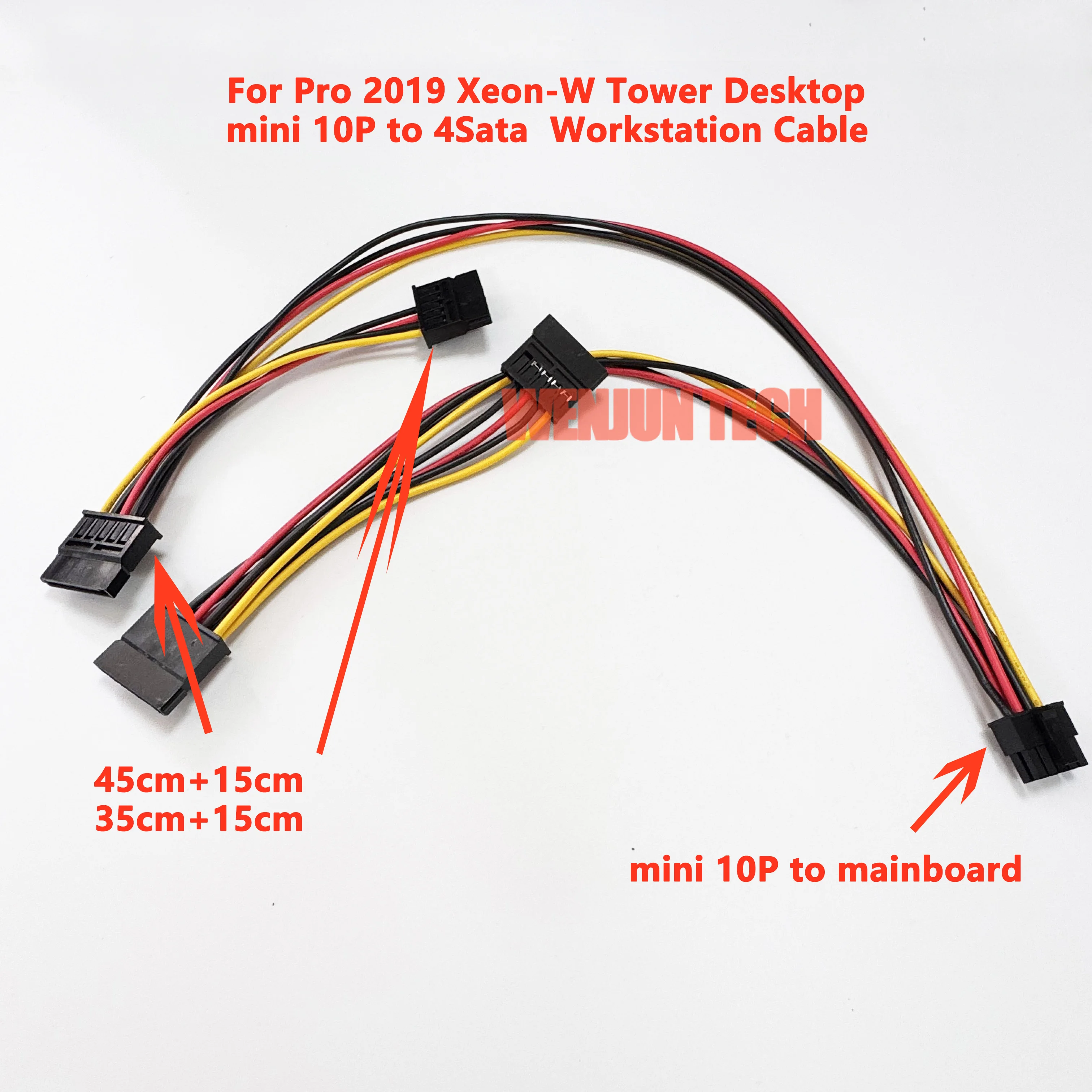 Mini 10Pin Motherboard to 4‑SATA Hard Disk Power Supply Cable Hard Drive Backplane Cord Compatible with 2019 Desktop Workstation