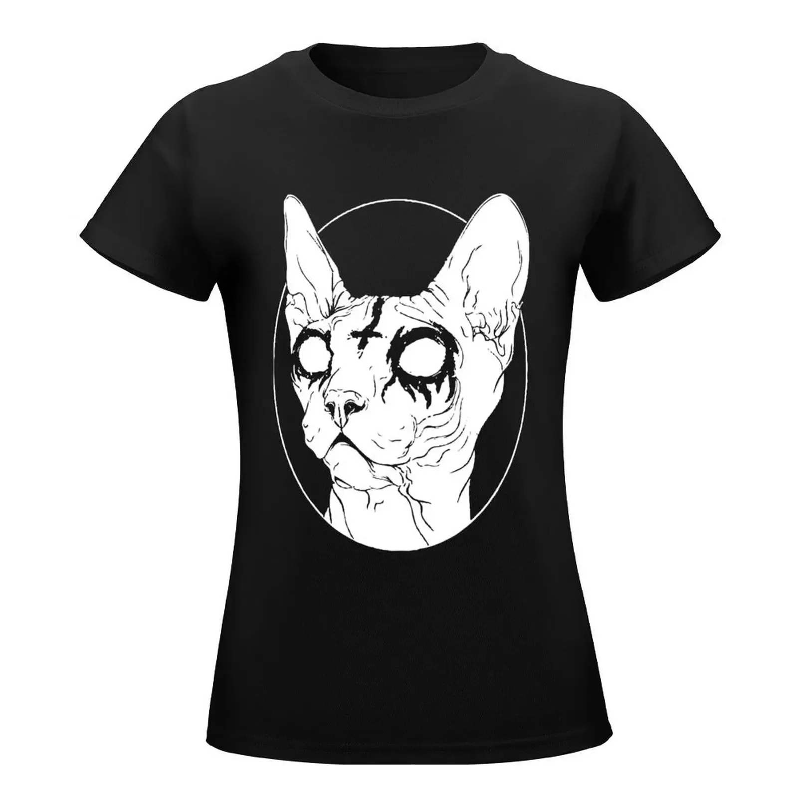 Satanic Sphynx T-Shirt kawaii clothes female summer clothes Blouse oversized workout shirts for Women