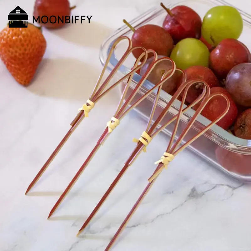 100 قطعة 12 سنتيمتر قطع على شكل سلسلة يتوهم الإبداعية الخيزران علامة الفاكهة سيخ كوكتيل شوكة الفاكهة الخشب فاتح للشهية المسواك الفاكهة