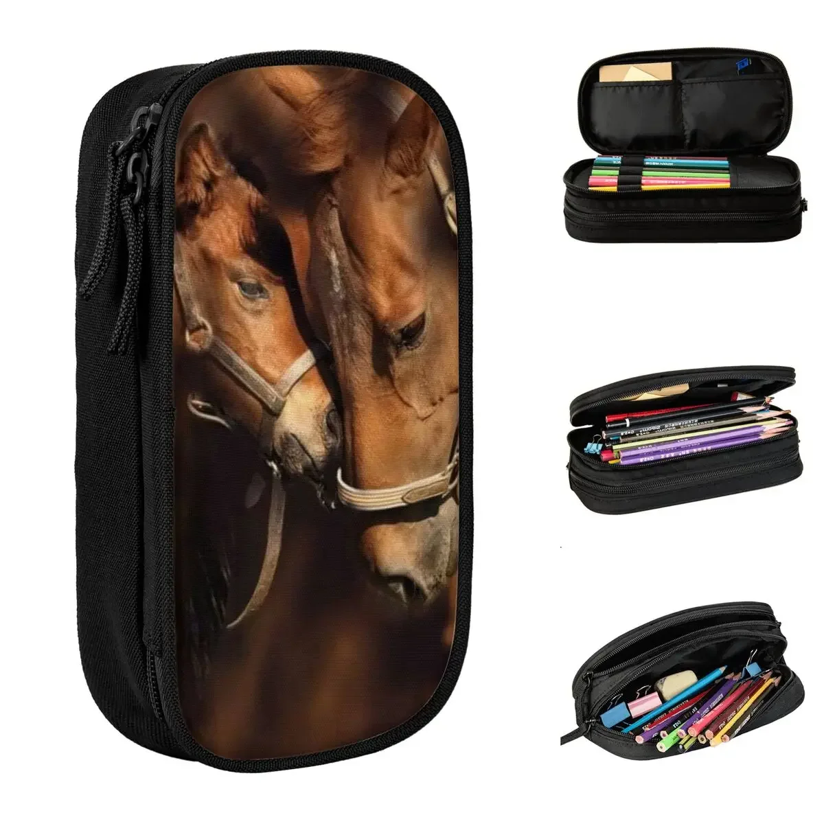 

Fashion Horse Animal Pencil Cases Pencilcases Pen for Student Large Storage Bags School Supplies Zipper Stationery