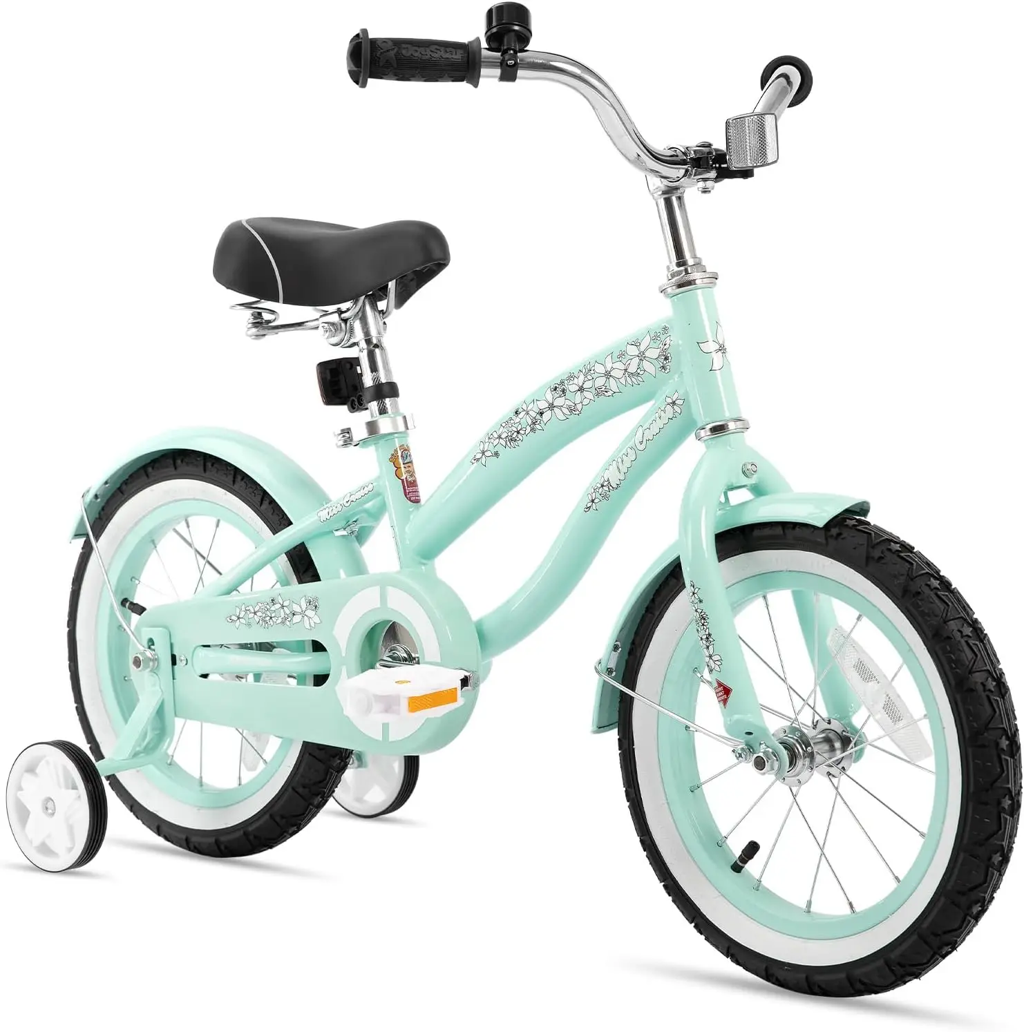 Vélo de croiseur pour enfants avec roues d'entraînement, frein de dessous de verre, croisière pour enfants, 12 po, 2 à 7 ans, filles et garçons